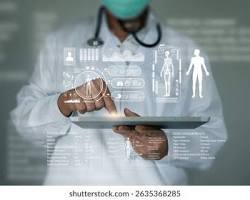 A medical professional reviewing information on a mobile device